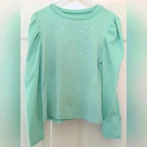 Girls Puff Long Sleeve Jeweled Tee Mint green size 7 from Evsive. 3/$15